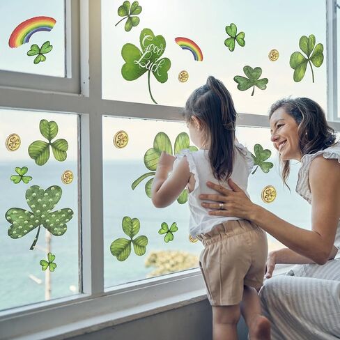 St Patricks Day Window Clings,Shamrock Window Clings for Glass Windows, 8 Sheets 120PCS (St. Patrick's Day) in Kuwait