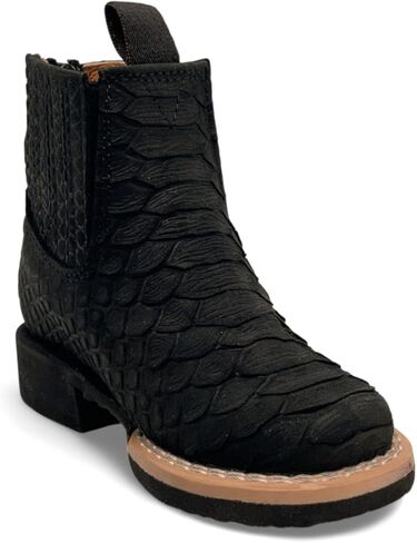The Western Shops Infant Kids Python Print Leather Ankle Boots, Square Toe Zipper Baby Western Boots in Saudi Arabia
