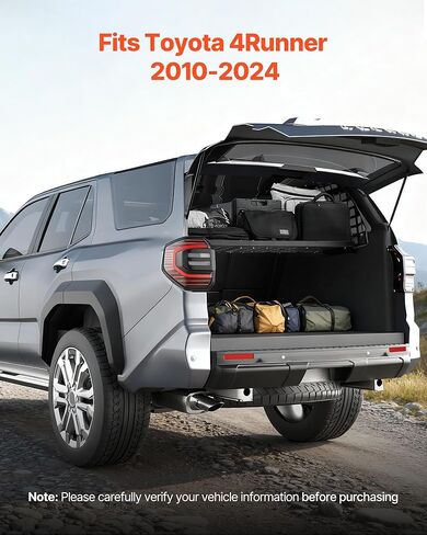 VEVOR Rear Trunk Cargo Rack, for 2010-2024 Toyota 4Runner, 220 lbs Capacity, Aluminum Alloy Basket Tray Interior Storage Luggage Carrier, Adjustable Height Shelf Stand Organizer for Camping Trip Gear in Saudi Arabia