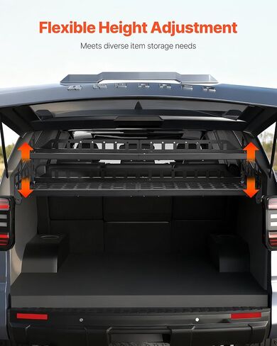 VEVOR Rear Trunk Cargo Rack, for 2010-2024 Toyota 4Runner, 220 lbs Capacity, Aluminum Alloy Basket Tray Interior Storage Luggage Carrier, Adjustable Height Shelf Stand Organizer for Camping Trip Gear in Saudi Arabia