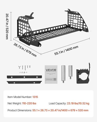 VEVOR Rear Trunk Cargo Rack, for 2010-2024 Toyota 4Runner, 220 lbs Capacity, Aluminum Alloy Basket Tray Interior Storage Luggage Carrier, Adjustable Height Shelf Stand Organizer for Camping Trip Gear in Saudi Arabia