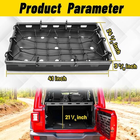 سلة رف البضائع الداخلية MONOKING لعام 2018-2026 Wrangler JL JLU ذات 4 أبواب صلبة ورف تخزين صندوق السيارة الخلفي خفيف الوزن من الألومنيوم مثبت على حامل الأمتعة بسعة 350 رطل in Kuwait