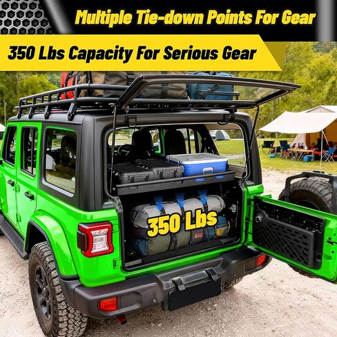 سلة رف البضائع الداخلية MONOKING لعام 2018-2026 Wrangler JL JLU ذات 4 أبواب صلبة ورف تخزين صندوق السيارة الخلفي خفيف الوزن من الألومنيوم مثبت على حامل الأمتعة بسعة 350 رطل in Kuwait