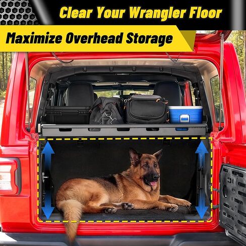 سلة رف البضائع الداخلية MONOKING لعام 2018-2026 Wrangler JL JLU ذات 4 أبواب صلبة ورف تخزين صندوق السيارة الخلفي خفيف الوزن من الألومنيوم مثبت على حامل الأمتعة بسعة 350 رطل in Kuwait