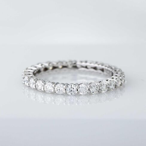 Solid 14K White Gold 2.5mm Moissanite Eternity Band for Womens, Ladies Bridal Ring, Stacking Ring in Saudi Arabia