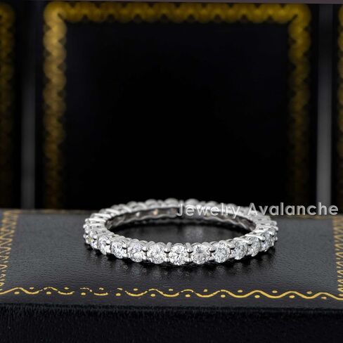 Solid 14K White Gold 2.5mm Moissanite Eternity Band for Womens, Ladies Bridal Ring, Stacking Ring in Saudi Arabia