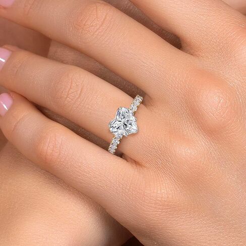 Gem Stone King 1.38 to 5.38 Cttw IGI Certified Lab Grown Diamond 2-Tone 14K White and Yellow Gold Engagement Wedding Ring for Women | Heart Shape | E-F Color | VS1-VS2 Clarity in Saudi Arabia
