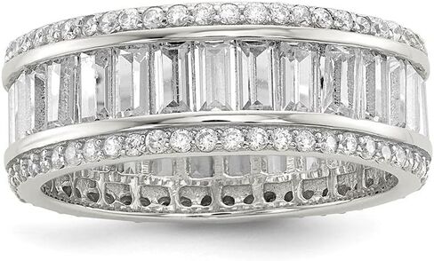 Diamond2Deal 925 الرغيف الفرنسي من الفضة الاسترليني وخاتم الخلود من الزركونيا المكعب المستدير in Saudi Arabia