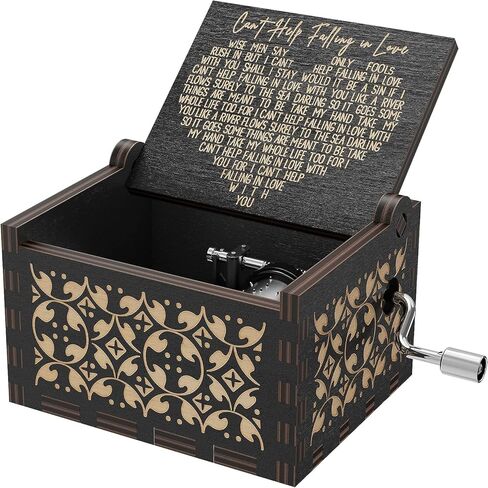 Wooden Music Box, Hand Cranked Laser Engraved Small Musical Boxes for Kids, Play You are My Sunshine Melody in Kuwait