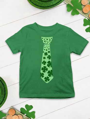 Tstars St Patrick's Day Shamrock Tie Shirt for Toddlers & Youth Kids - Lucky Clover Tee for Boys & Girls in Saudi Arabia
