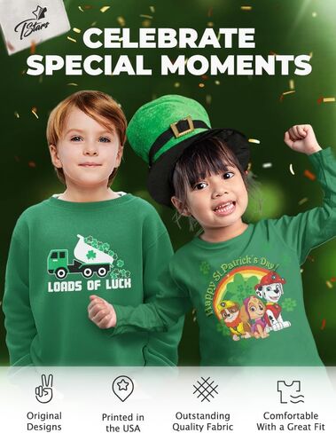 Tstars St Patrick's Day Shamrock Tie Shirt for Toddlers & Youth Kids - Lucky Clover Tee for Boys & Girls in Saudi Arabia