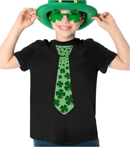 تي شيرت Tstars St Patrick's Day Shamrock Tie للأطفال الصغار والشباب - تي شيرت Lucky Clover للأولاد والبنات in Kuwait