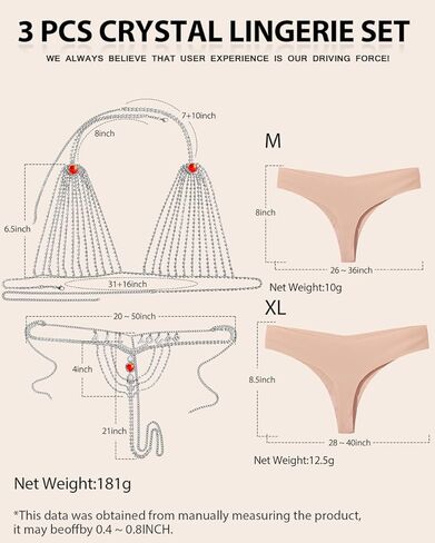 Women Rhinestone Bra Panties Sets Crystal Bikini Sexy Underwear Thong Body Chain Sparkly Party Body Jewelry for Women in Saudi Arabia