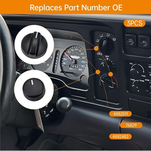 A/C Heater Control Switch Knob Set 2500 94 R4 76829 04882511 04882482 Replacement for 1994-1997 Dodge Ram 1500 2500 3500 in Saudi Arabia