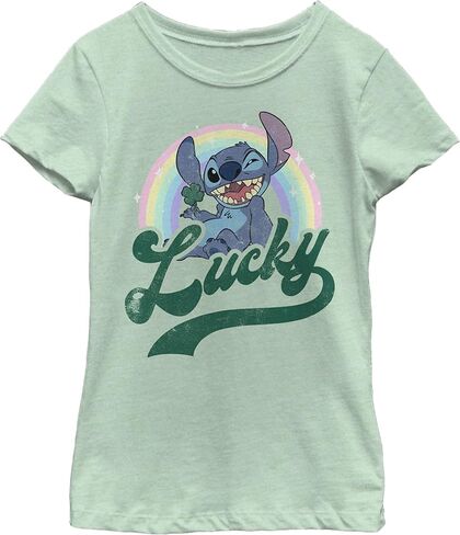 Disney Girls' Lilo & Stitch Lucky Rainbow Girl's Heather Crew Tee in Saudi Arabia