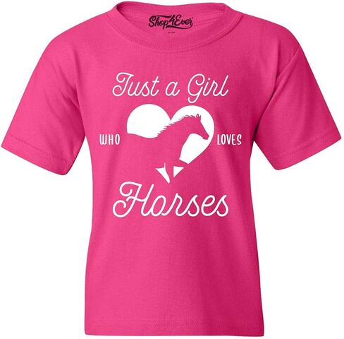 shop4ever® Just A Girl Who Loves Horses Kids Child Horse Girl Youth's T-Shirt in Saudi Arabia