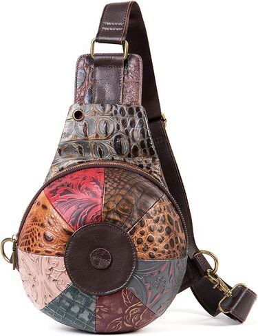 FANDARE Patchwork Genuine Leather Sling Backpack for Women, Women's Cross Body Sling Bag in Saudi Arabia