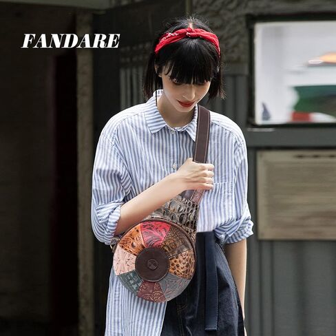FANDARE Patchwork Genuine Leather Sling Backpack for Women, Women's Cross Body Sling Bag in Saudi Arabia