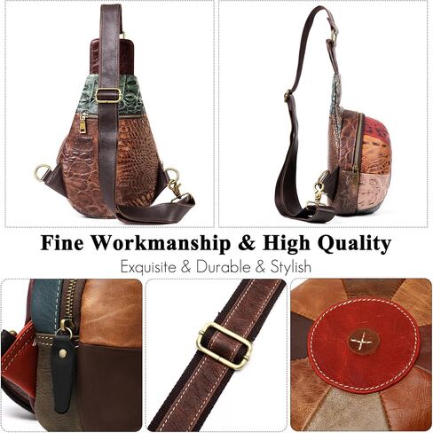 FANDARE Patchwork Genuine Leather Sling Backpack for Women, Women's Cross Body Sling Bag in Saudi Arabia