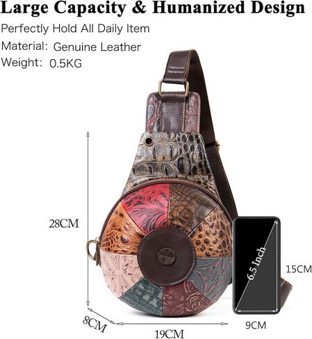 FANDARE Patchwork Genuine Leather Sling Backpack for Women, Women's Cross Body Sling Bag in Saudi Arabia
