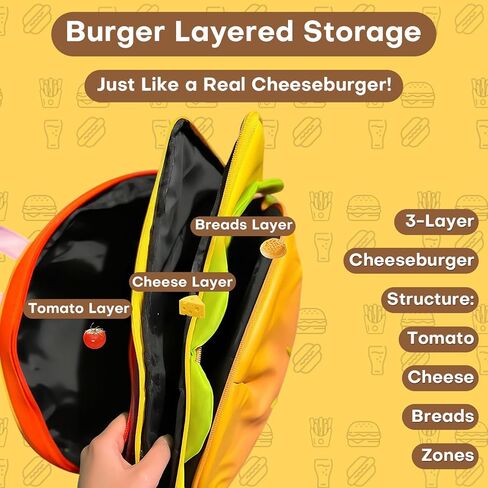حقيبة ظهر تشيز برجر، حقيبة ظهر همبرغر رائعة ومبتكرة ومبتكرة، حقائب ظهر برجر الجبن متعددة الاستخدامات وممتعة وعصرية ومتعددة الأقسام in Kuwait