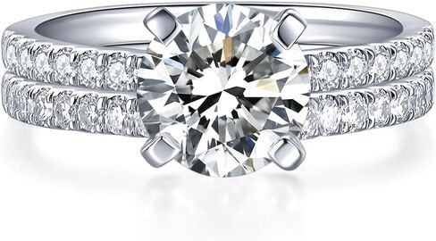 IMOLOVE 2CT Moissanite Wedding Engagement Bridal Ring Set for Women Size 6 - Shine Bright, Spend Light in Kuwait