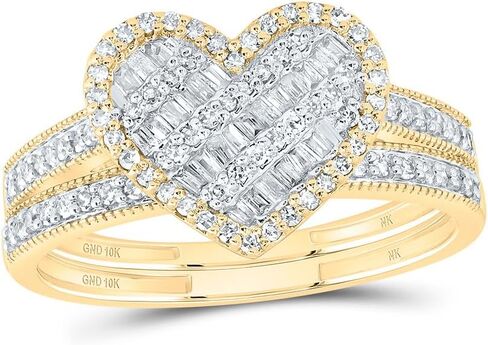 Jewels By Lux 10kt Yellow Gold 1/2 Cttw Natural Diamond Fashion Heart Wedding Engagement Anniversary Bridal Set, Women Size: 5-9 in Saudi Arabia