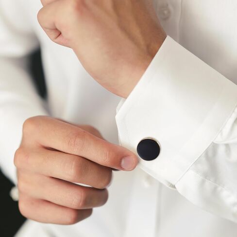 2 Pairs Gold Cuff Links Mens, Classic Black Gold Cufflinks for Men, Elegant Round Square Cuff Links Men’s Jewelry for Wedding Groom Business Party Gift in Saudi Arabia
