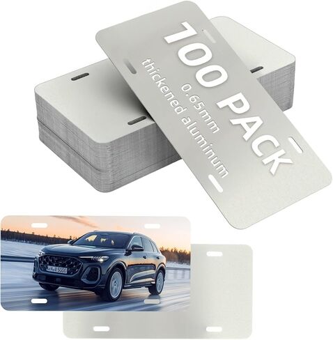 100 قطعة من فراغات لوحة ترخيص التسامي، 6 بوصة × 12 بوصة × 0.65 مم من الألومنيوم المعدني علامة لوحة ترخيص التسامي، فراغات لوحة ترخيص النقل الحراري للحرارة لتصميم مخصص للصور DIY، أبيض in Kuwait