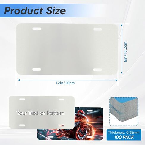 100 قطعة من فراغات لوحة ترخيص التسامي، 6 بوصة × 12 بوصة × 0.65 مم من الألومنيوم المعدني علامة لوحة ترخيص التسامي، فراغات لوحة ترخيص النقل الحراري للحرارة لتصميم مخصص للصور DIY، أبيض in Kuwait