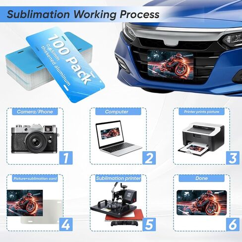 100 قطعة من فراغات لوحة ترخيص التسامي، 6 بوصة × 12 بوصة × 0.65 مم من الألومنيوم المعدني علامة لوحة ترخيص التسامي، فراغات لوحة ترخيص النقل الحراري للحرارة لتصميم مخصص للصور DIY، أبيض in Kuwait