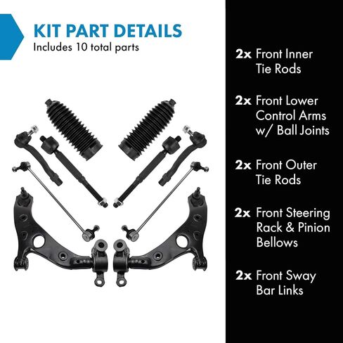 TRQ Front Steering & Suspension Kit Compatible with 2014-2017 Mazda 6 in Saudi Arabia