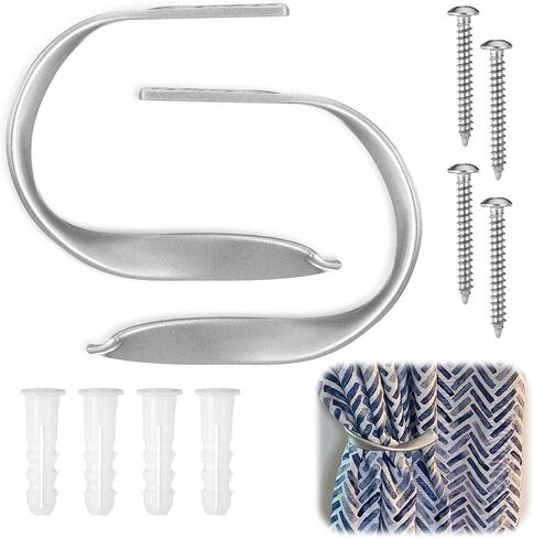 Chumia 2 Pcs Brushed Nickel Metal Curtain Holdbacks Brushed Nickel Wall Mounted Drapery Tiebacks with Screws Decorative Window Treatment Holdbacks for Bedroom Livingroom Office in Saudi Arabia