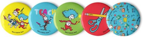 Dr. Seuss Teacher Icons Pin Set of 5 - Scratch & UV-Resistant - Official Merchandise for Teachers, Students, & Fans in Saudi Arabia