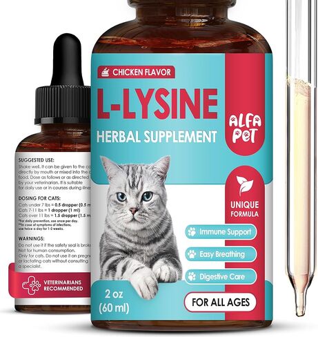 Liquid L Lysine for Cats – Aid for Watery Eyes, Sneezing & Allergy – Supplement with Taurine & Vitamins for All Breeds – Cat Probiotic for Digestion Care – Natural Chicken Flavor – 2 oz + 2 oz Pack in Saudi Arabia