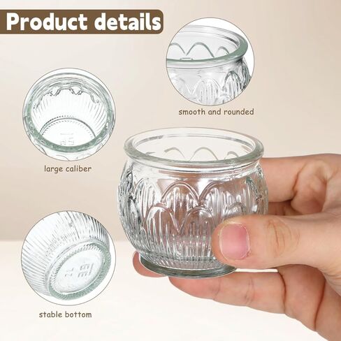 GLEAVI Glass Votive Candle Holders Set of 6, Clear Lotus Tealight Candle Holder Centerpieces, Thick Heavy Base Flower Candlestick for Wedding Reception Party Home Decor Table in Saudi Arabia