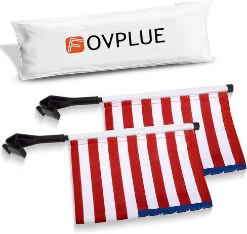 FOVPLUE 15" x 11" American Flag Kit,Clamp On Motorcycle Flag Pole Mount for Harley Touring Hard Saddlebags,Tour Luggage Pack,Luggage Carrier,car/truck roll-down window, 2-Pack in Saudi Arabia