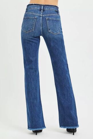 Risen Mid Rise Bootcut Frayed Waistband 32.5" Inseam Jeans- Ivory Gem in Saudi Arabia