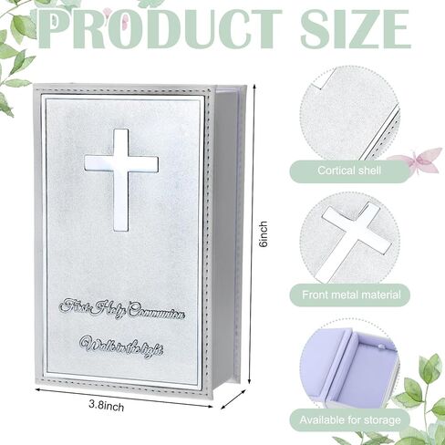 First Communion Rosary Beads Necklace Gifts for Girls with Engraved Keepsake Gift Box 20.5 Inch Stainless Steel Glass Beads Catholic Rosary with Cross for First Holy Communion. in Saudi Arabia