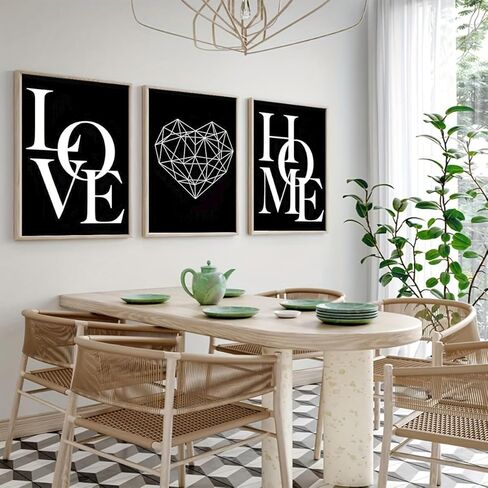 3PCS Scandinavian Love Canvas Wall Art Black and White Prints No Frame for Living Room Office Apartment Decor. (Note: photo frame not included), 7.87inx11.81in in Saudi Arabia