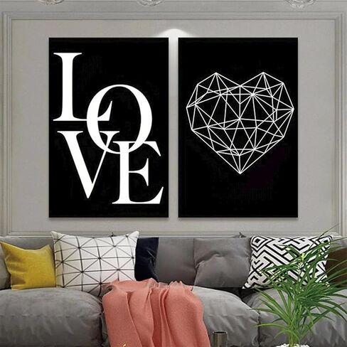 3PCS Scandinavian Love Canvas Wall Art Black and White Prints No Frame for Living Room Office Apartment Decor. (Note: photo frame not included), 7.87inx11.81in in Saudi Arabia