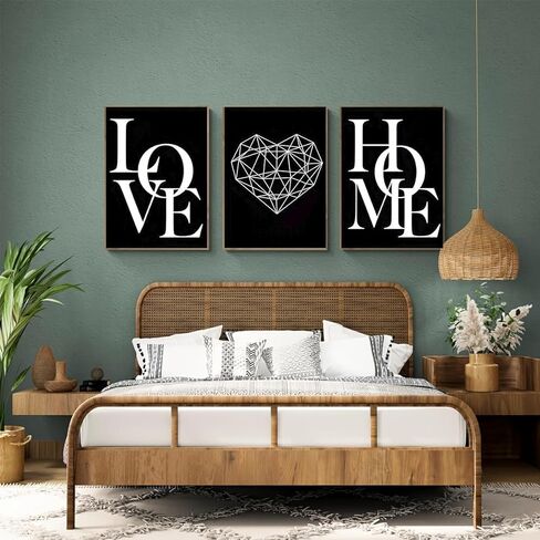 3PCS Scandinavian Love Canvas Wall Art Black and White Prints No Frame for Living Room Office Apartment Decor. (Note: photo frame not included), 7.87inx11.81in in Saudi Arabia
