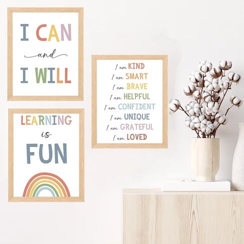 Pormipone 6 Pcs Mental Health Wall Art Inspirational Canvas Wall Decor Motivational Quotes Pictures for Classroom Posters Elementary and Middle Teacher Office Decoration(Unframed) in Kuwait