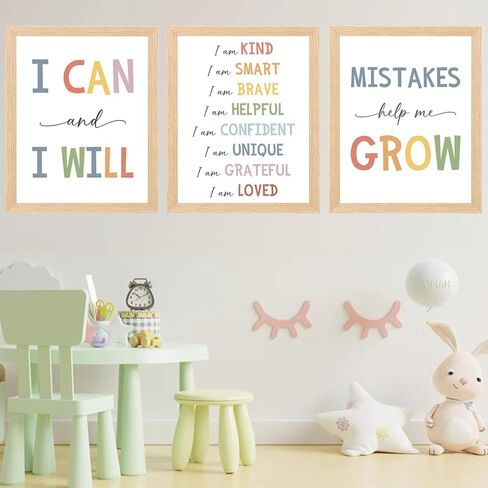 Pormipone 6 Pcs Mental Health Wall Art Inspirational Canvas Wall Decor Motivational Quotes Pictures for Classroom Posters Elementary and Middle Teacher Office Decoration(Unframed) in Kuwait