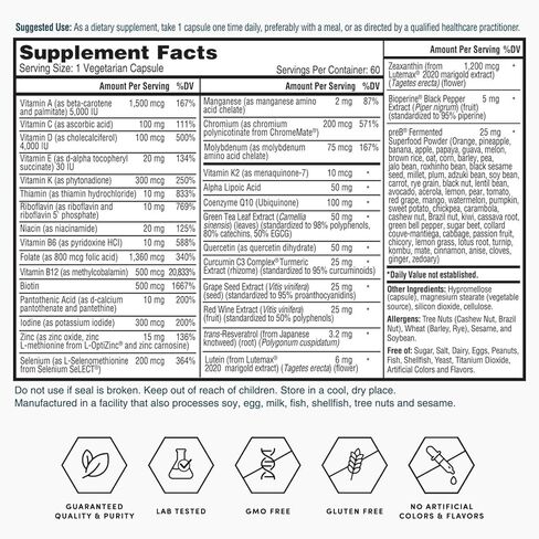 فيتامينات متعددة يومية من Nature's Lab - تحتوي على 19 فيتامينًا ومعادن أساسية بما في ذلك فيتامين C وD3 والزنك - 60 كبسولة (كمية تكفي لمدة شهرين) in Kuwait