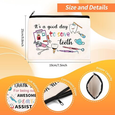 8 Pcs Dental Assistant Gifts for Women Dentist Gifts in Bulk Mothers Day, Birthday Christmas Gifts for Dental Assistant Ideas Cute Makeup Bag Makeup Pouch Cosmetic Bag (Dental Assistant) in Saudi Arabia