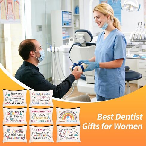 8 Pcs Dental Assistant Gifts for Women Dentist Gifts in Bulk Mothers Day, Birthday Christmas Gifts for Dental Assistant Ideas Cute Makeup Bag Makeup Pouch Cosmetic Bag (Dental Assistant) in Saudi Arabia