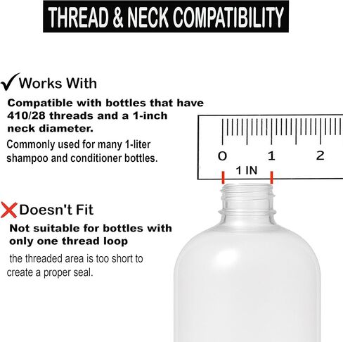 Universal Shampoo/Conditioner Dispenser Pump for Bottles, Leak Proof, Pump Top Fits 1 L/33.8 oz Bottles, 28/410 Neck Size, (Variety Pack of 2) in Kuwait