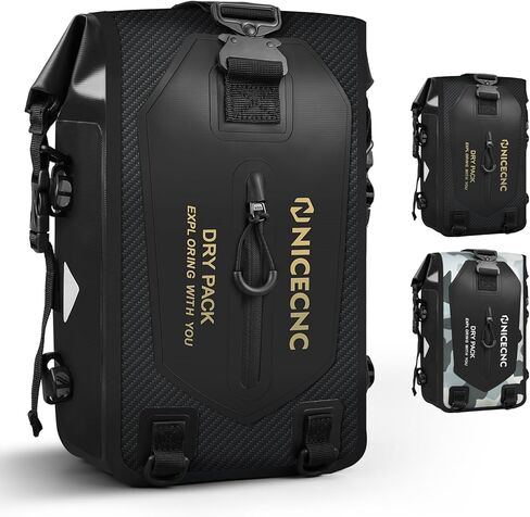 NICECNC Waterproof Motorcycle Crash Bar Bag 7L, Motorcycle Luggage Dry Bag Side Frame Bag Universal Tail Bag Rear Seat Rack Bag, Four DIY Installation Positions, Black in Saudi Arabia