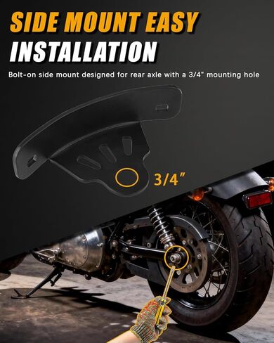 Motorcycle 3/4" Axle Hole License Plate Bracket Curved Side Mount License Plate Holder Aftermarket Fits for Sportster Bobber Chopper and Custom Cruiser Motorcycles (Small, 0.75inch) in Saudi Arabia